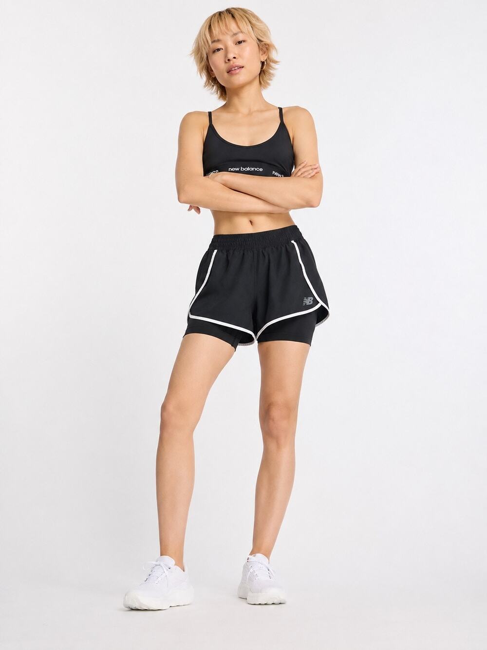 New Balance Women’s 2-in-1 Running Shorts Black Athletic Training Active Sz S